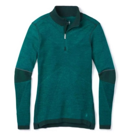 Smartwool Women’s intraknit 250 1/4 zip merino wool base layer top peacock NEW - Picture 1 of 13